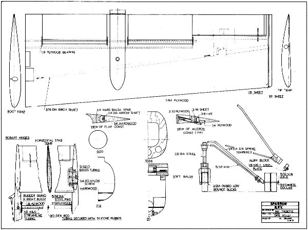 Sparrow RPV Article & Plans, Plan Sheet #1, September 1973 AAM - Airplanes and Rockets