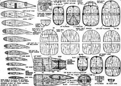 Consolidated B-24 Bomber Control Line Model Plans - Ribs and Formers - Airplanes and Rockets