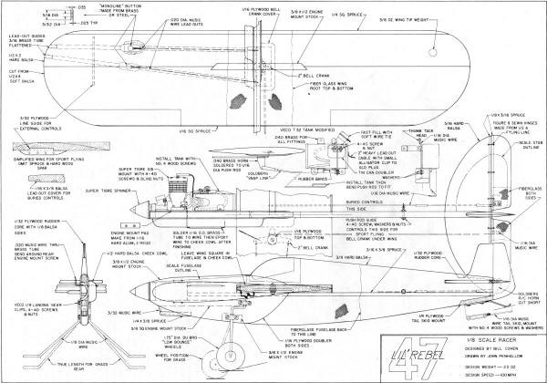 Lil' Rebel plans from May 1972 American Aircraft Modeler - Airplanes & Rockets