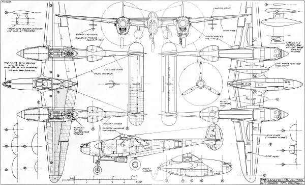 P-38 4-View - Airplanes & Rockets
