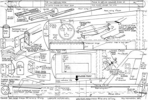 Tailup Free Flight Canard Plans, May 1971 American Aircraft Modeler - Airplanes and Rockets