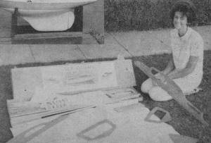 Carel Baughman with "Sea Queen" kit; see column for details - Airplanes and Rockets