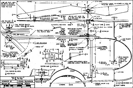 Penni Helicopter plans from the January 1970 American Aircraft Modeler - Airplanes and Rockets