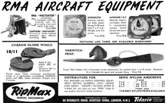 RMA Aircraft Equipment Ad, June 1960 Aero Modeller - Airplanes and Rockets