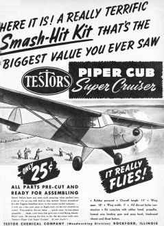 Testor's Piper Cub Super Cruiser, September 1949 Air Trails - Airplanes and Rockets