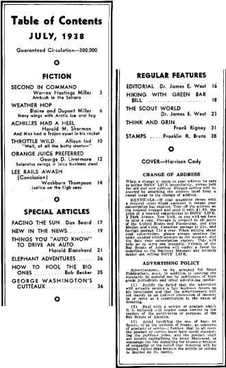 Table of Contents for July1938 Boys' Life - Airplanes and Rockets