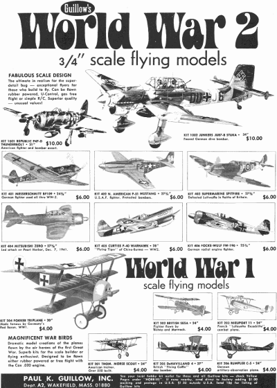 Guillow's advertisement in December 1969 American Aircraft Modeler magazine - Airplanes and Rockets