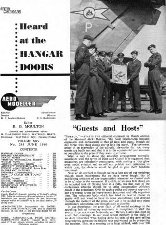 Table of Contents for June 1960 Aero Modeller - Airplanes and Rockets