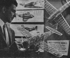 Guillow's designer Lou Andrews with firm's P-51 Mustang - Airplanes and Rockets