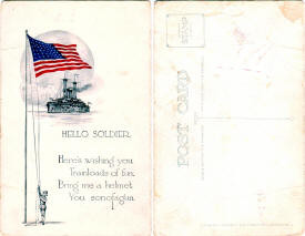 Postcard: Hello Soldier - Airplanes and Rockets