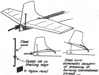 William Kakoni, New York City, anchors thin wire to fuselage with nylon ·patch - Airplanes and Rockets