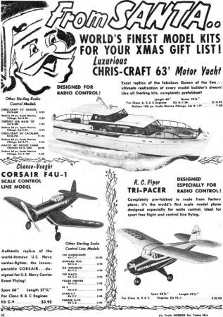 Sterling Models Advertisement from December 1954 Air Trails (p62) - Airplanes and Rockets