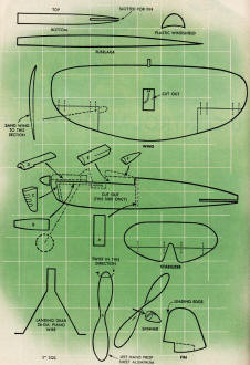 U-Control Model Plane Plans, October 1952 Popular Mechanics - Airplanes and Rockets