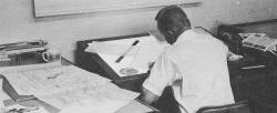 Composing room where the pages of RCM are put together - Airplanes and Rockets