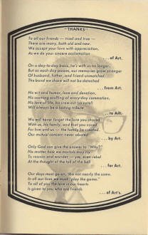 Works of Art, A final poem of thanks.