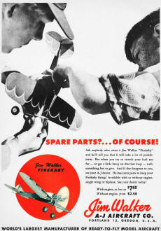 Jim Walker A-J Aircraft Ad, May 1954 Model Airplane News - Airplanes and Rockets