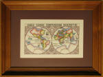 Nautical counted cross stitch picture by supermodel Melanie Blattenberger, mounted in custom teak frame by Kirt Blattenberger - Airplanes and Rockets