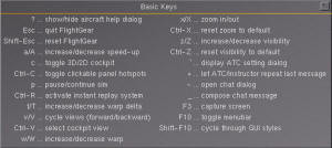 Basic Keys Help Screen, FlightGear - Airplanes and Rockets