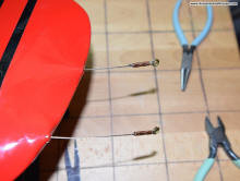 Two completed leadout lines with eyelets assembled - Airplanes and Rockets