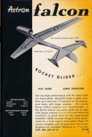 Astron Falcon Rocket Glider (1969 Estes Catalog) - Airplanes and Rockets
