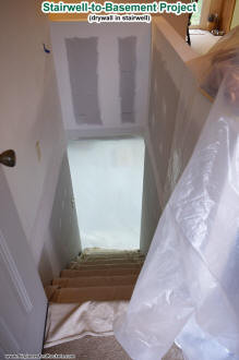 Unfinished drywall in stairwell - Airplanes and Rockets