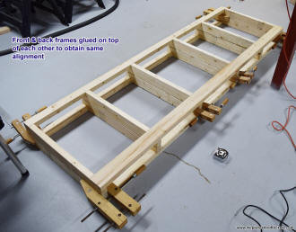 Frame fronts and backs assembled and glued on top of each other to assure mutual alignment (2x4 Workbench) - Airplanes and Rockets